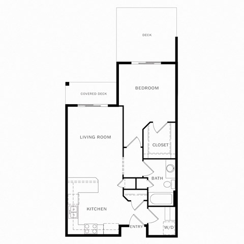 Floor plan for 1 bed, 1 bath, 675 sqft